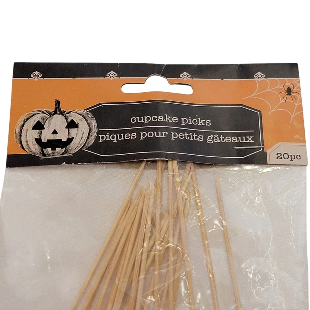 Skull Cupcake Picks 20 Ct Halloween Gray Novelty Party Cake Decorations Goth‎